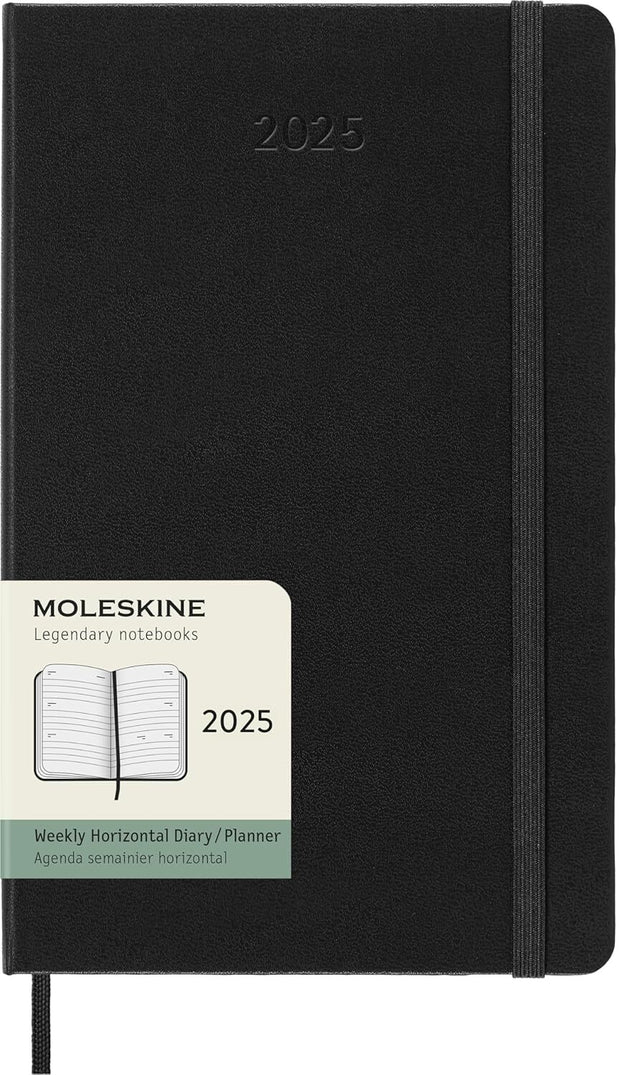 Moleskine - 2025 - 12 Month Weekly Horizontal Hard Cover Diary - Large - Black