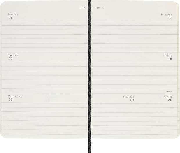 Moleskine - 2025 - 12 Month Weekly Horizontal Soft Cover Diary - Pocket - Black