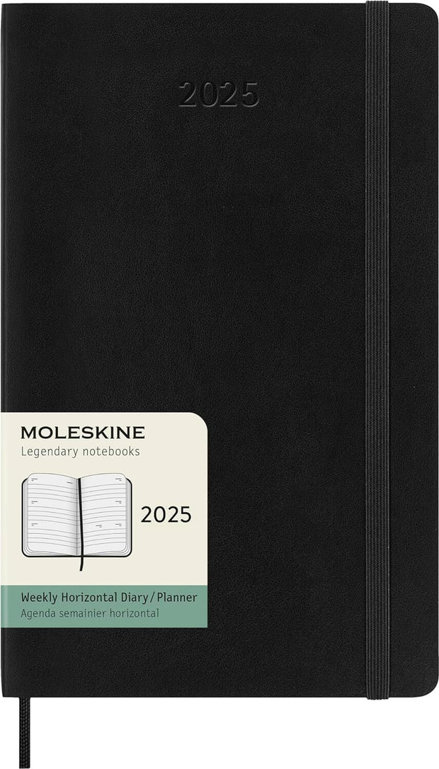 Moleskine - 2025 - 12 Month Weekly Horizontal Soft Cover Diary - Large - Black