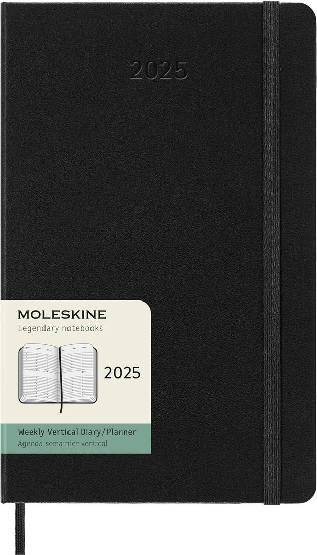 Moleskine - 2025 - 12 Month Weekly Vertical Hard Cover Diary - Large - Black