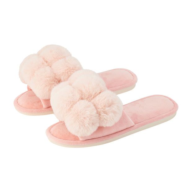 Annabel Trends - Cozy Luxe Pom Pom Slipper - Pink Petal - S/M