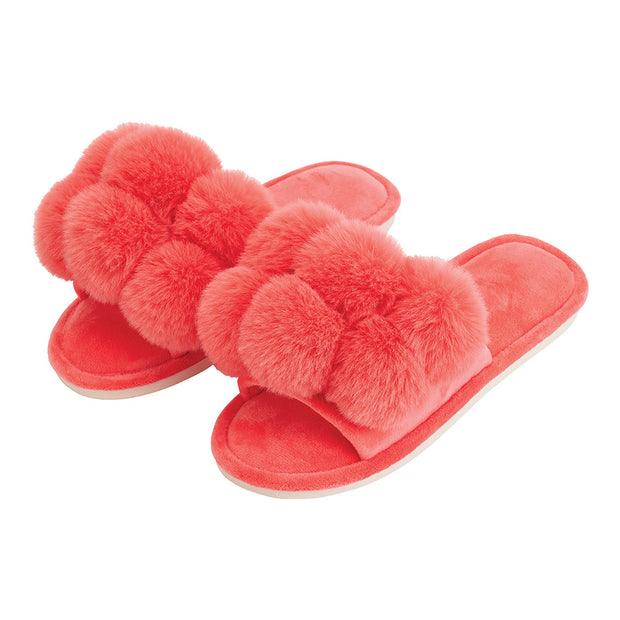 Annabel Trends - Pom Pom Slippers - Cosy Luxe - Melon