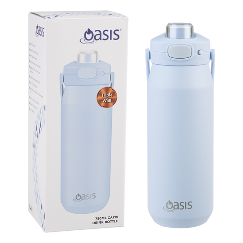 Oasis -Capri Ceramic Lined Stainless Steel Triple Wall Insulated Drink Bottle with Quick Release 750ml in Periwinkle