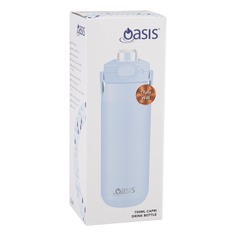 Oasis -Capri Ceramic Lined Stainless Steel Triple Wall Insulated Drink Bottle with Quick Release 750ml in Periwinkle