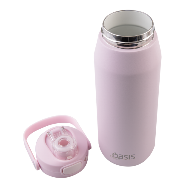 Oasis - Capri Ceramic Lined Stainless Steel Triple Wall Insulated Drink Bottle with Quick Release 750ml Pink Lemonade