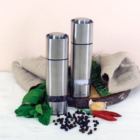 Wilkie Brothers - Salt and Pepper Mill Set Stainless Steel Square - 15.5cm