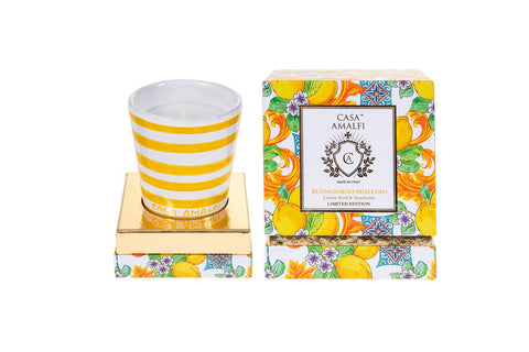 Casa Amalfi - Boungiorno Positano Hand Painted Candle - Lemon Basil & Mandarin 200gm