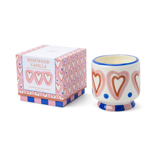 Paddywax - Adopo 8 oz./226g Hearts Ceramic Candle - Rosewood Vanilla