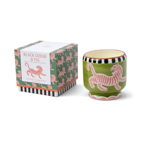 Paddywax - Adopo 8 oz./226g Tiger Ceramic Candle - Black Cedar & Fig