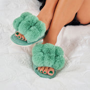 Annabel Trends - Pom Pom Slippers - Cosy Luxe - Spearmint