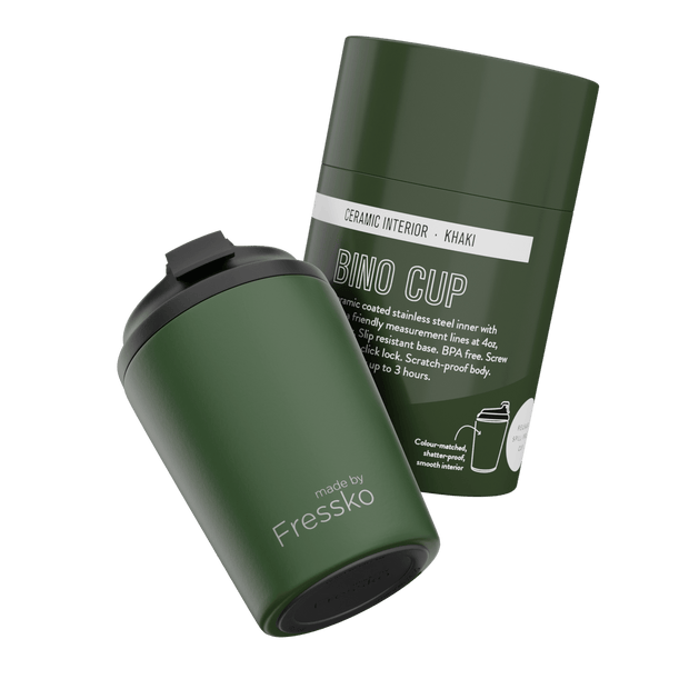 Bino - Ceramic Interior Reusable Cup - 8oz - Khaki