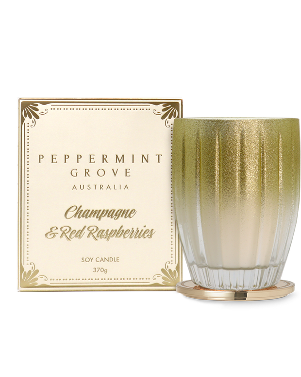 Peppermint Grove - Champagne & Red Raspberries Soy Candle 370g