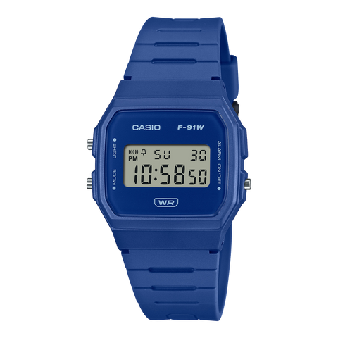 Casio - Digital LED, S/W, Alarm, WR Blue Resin Band - F91WB-2A1