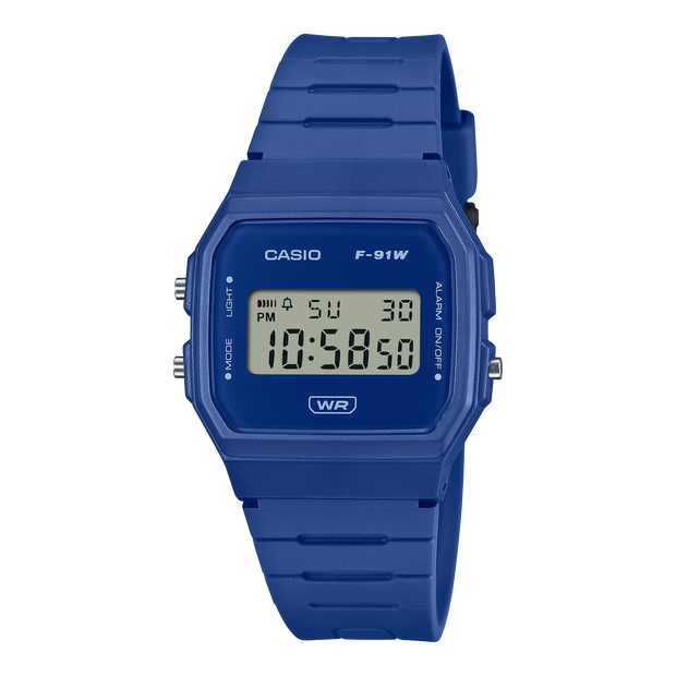 Casio - Digital LED, S/W, Alarm, WR Blue Resin Band - F91WB-2A1