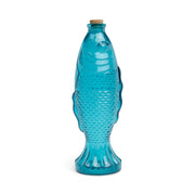 Gentlemen's Hardware - Fish Decanter Blue Glass With Cork Stopper