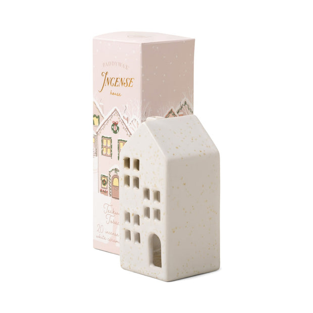 Paddywax - Incense Cone Holiday White Ceramic House - Teakwood Tobacco