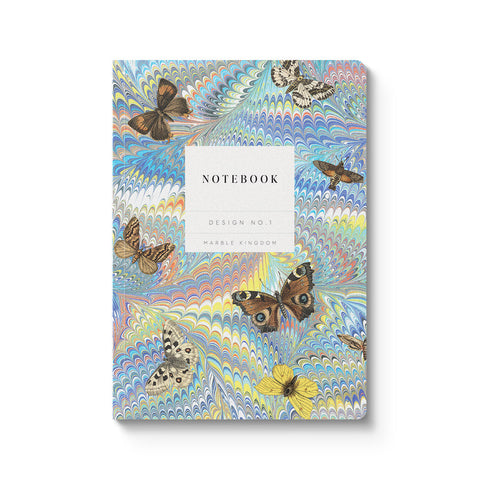 Marble Butterfly Blue Paperback Notebook