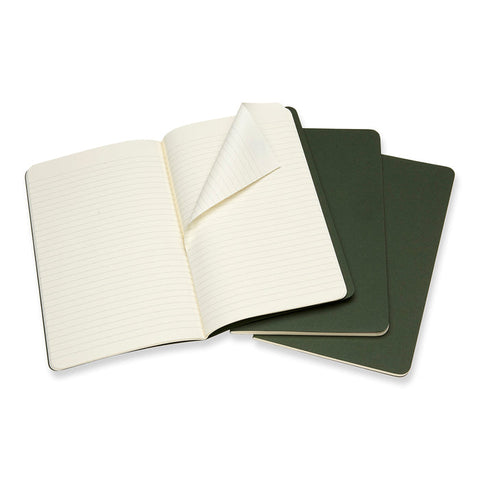 Moleskine - Classic Cahier Notebooks (3 Pack) - Extra Large - Ruled - Green