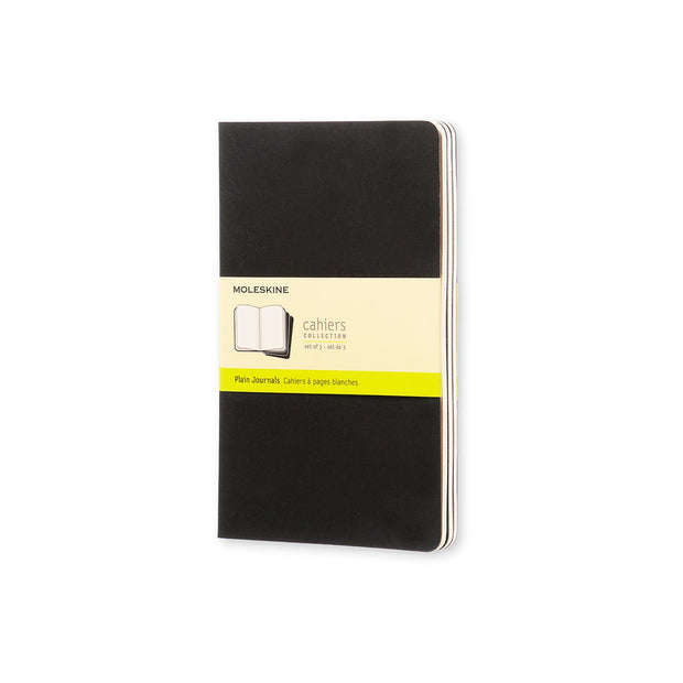 Moleskine - Classic Cahier Notebook (3 Pack) - Large - Plain - Black