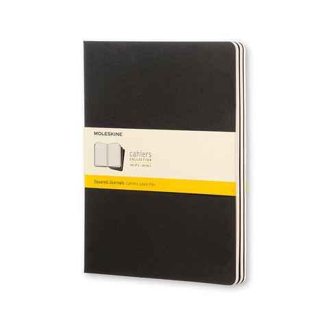 Moleskine - Classic Cahier Notebook (3 Pack) - Extra Large - Squared - Black