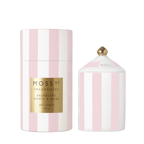 Moss St. Fragrances - Raspberry, Honey & Musk Ceramic Candle 360g