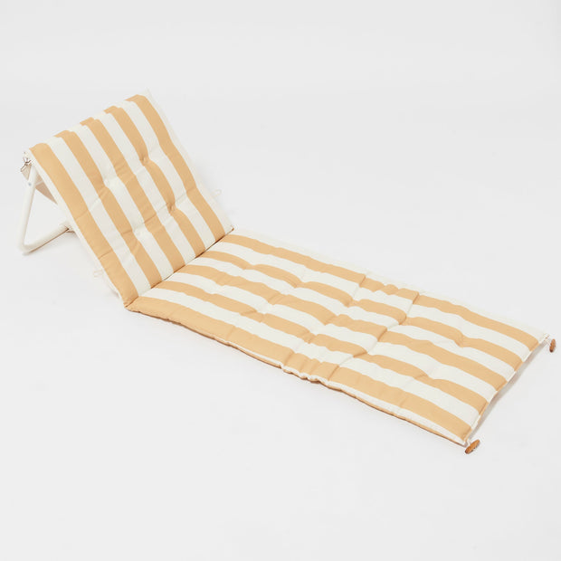 Sunnylife x ODC - Reclining Beach Chair Mango Bay Golden Mustard Stripe