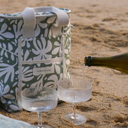 Sunnylife - Canvas Drinks Cooler Bag The Vacay Olive