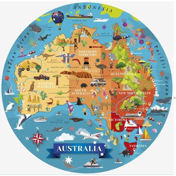 Sassi - Travel, Learn and Explore - Puzzle and Book Set - Australia, 210 pcs