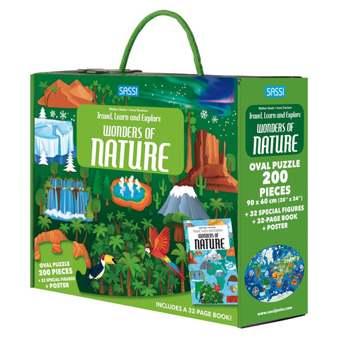 Sassi Travel, Learn and Explore - Puzzle and Book Set - The Wonders of Nature (205 pcs)