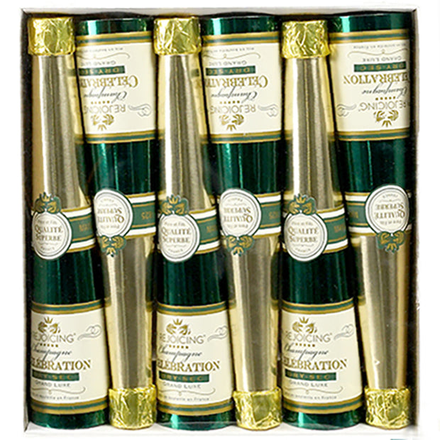 Champagne Bottle Christmas Crackers 6pk