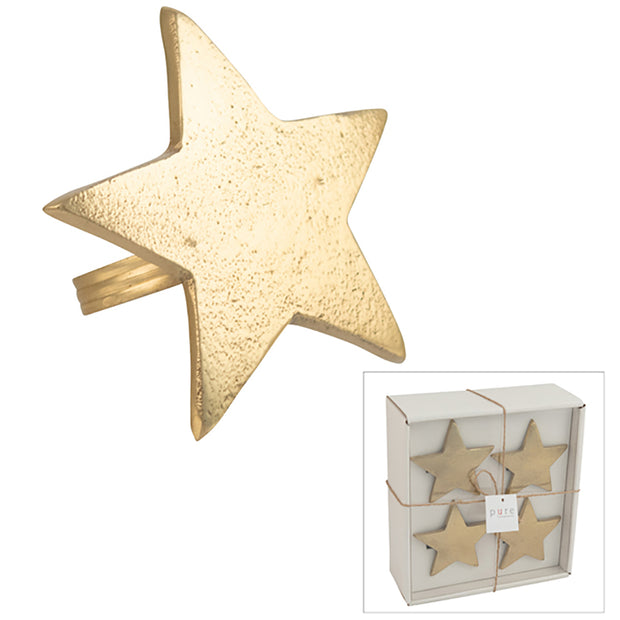 Pure Homewares -  Julian Star Napkin Ring Gold Set Of 4