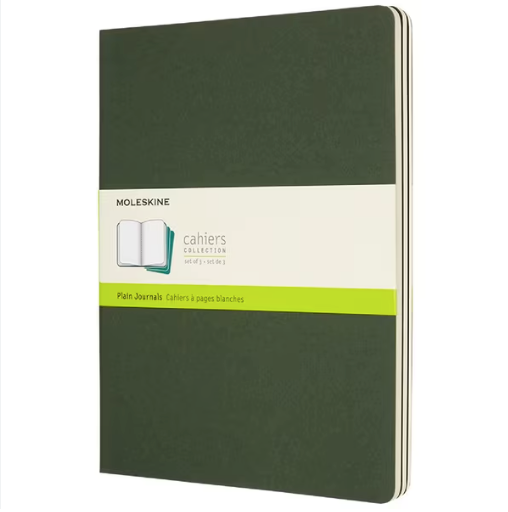 Moleskine - Classic Cahier Notebooks (3 Pack) - Extra Large - Plain - Green