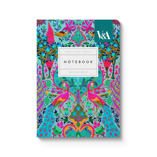 Neon Floral Peacock Premium Paperback Notebook (A6)