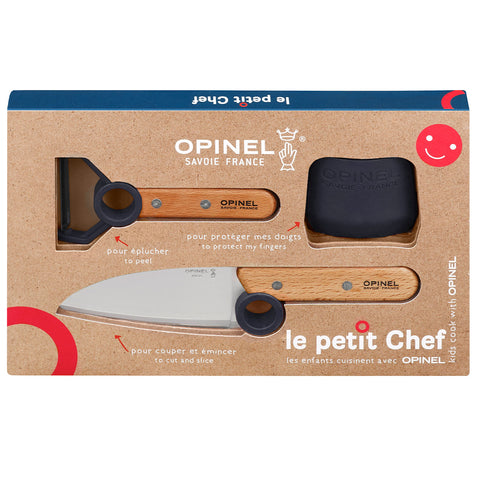 Le Petit Chef 3pc Set (Kitchen Knife S/S 10cm/Peeler/Finger Protector) Blue