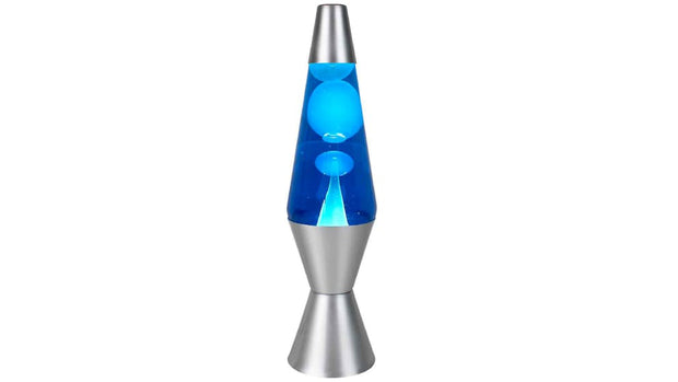 Landmark - 37cm Retro Blue/white Wax Silver Base Liquid Lava Lamp