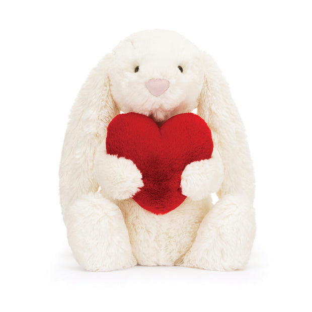 Jellycat - Bashful Red Love Heart Bunny Orginal Medium Cream & Red