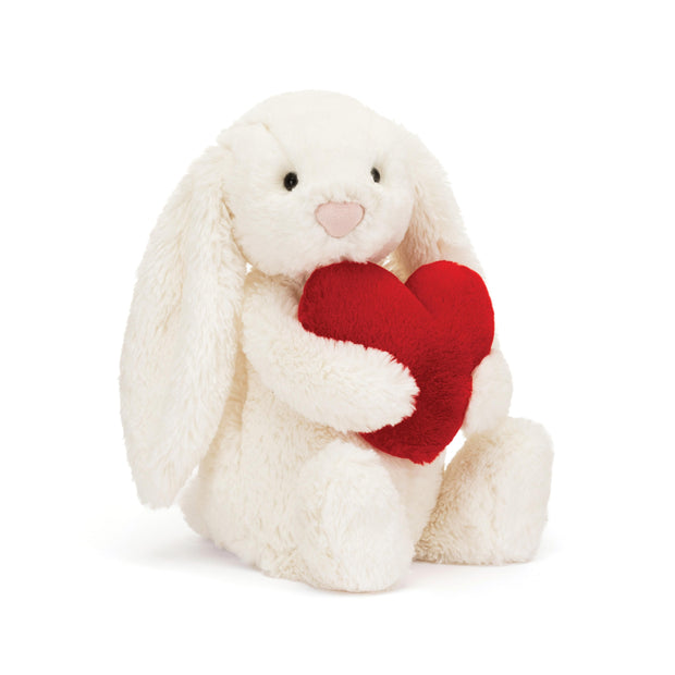 Jellycat - Bashful Red Love Heart Bunny Orginal Medium Cream & Red