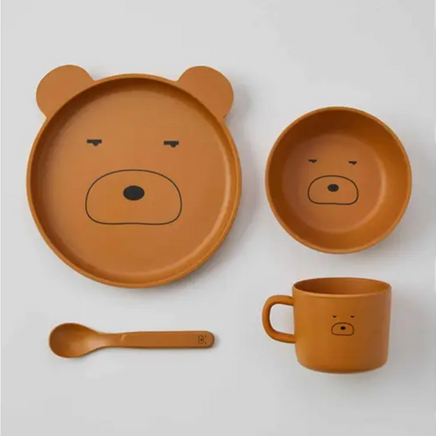 Jiggle & Giggle - Animal Faces Bamboo Dinner Set - Bear