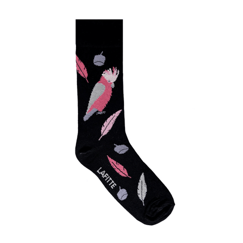 Lafitte Socks - Black Pink Galah Women’s Socks AU 2-8, EU 35-39