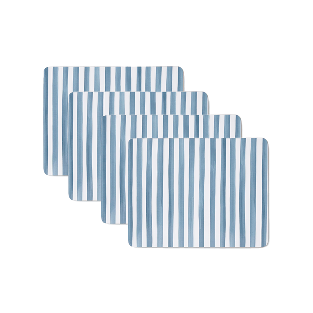 Madras Link - Taylor Stripe Rectangle Placemat Blue - Set of 4