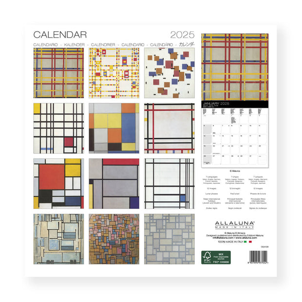 Mondrian 12" x 12" 2025 Wall Calendar