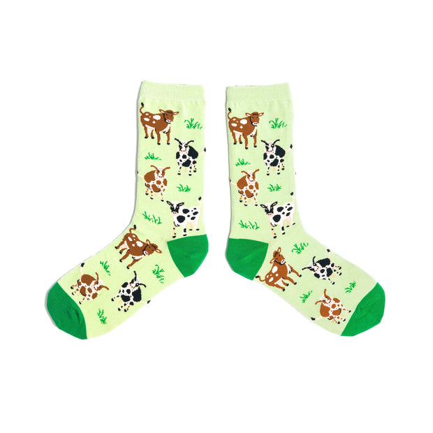 Spencer Flynn - Cottonfield Cows - Women's Crew Socks