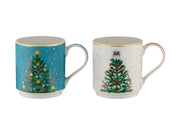 Christmasville Mug Set of 2 Terrace Front / Tree Gift Boxed