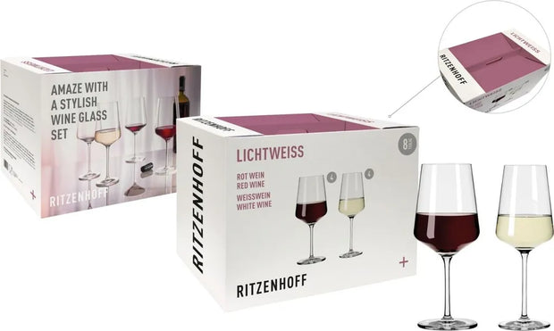 Ritzenhoff - Lichtweiss Julie - White and Red Wine Glass Set
