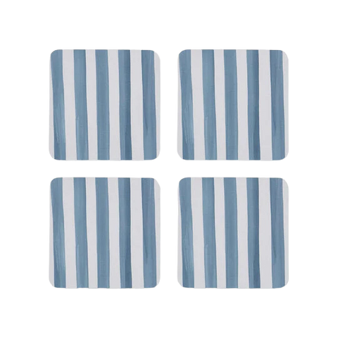 Madras Link - Taylor Stripe Square Coaster Blue - Set of 4