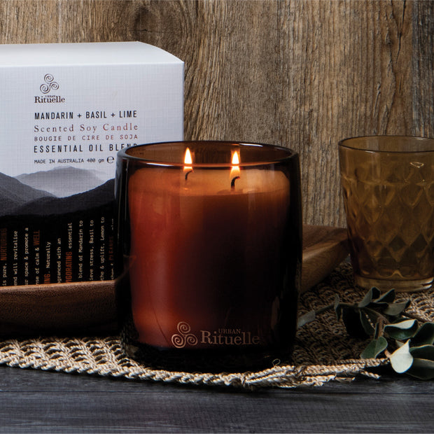 Urban Rituelle - Equilibrium 400gm Scented Soy Candle - Mandarin, Basil, Lime
