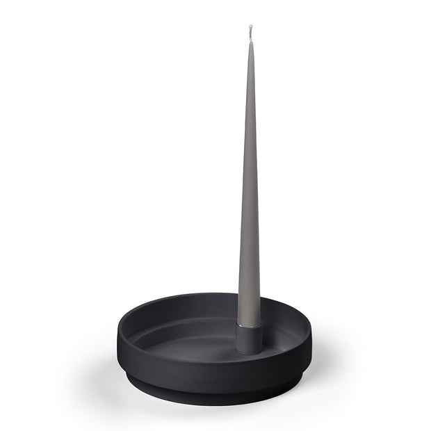Aery - Orbital Step Ceramic Candle Holder - Black