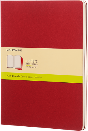 Moleskine - Classic Cahier Notebooks (3 Pack) - Extra Large - Plain - Red