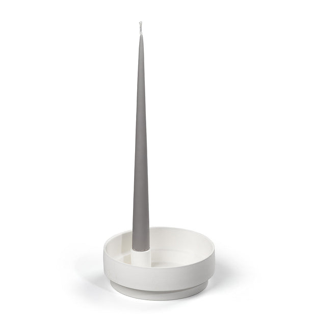 Aery - Orbital Step Ceramic Candle Holder - White