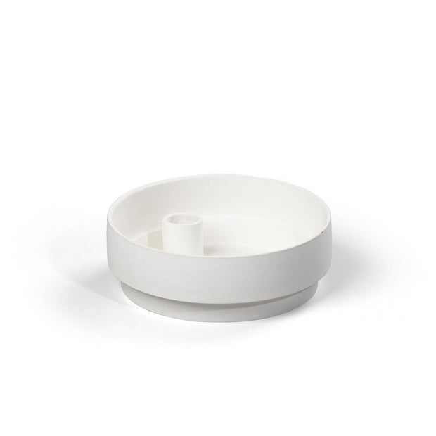 Aery - Orbital Step Ceramic Candle Holder - White